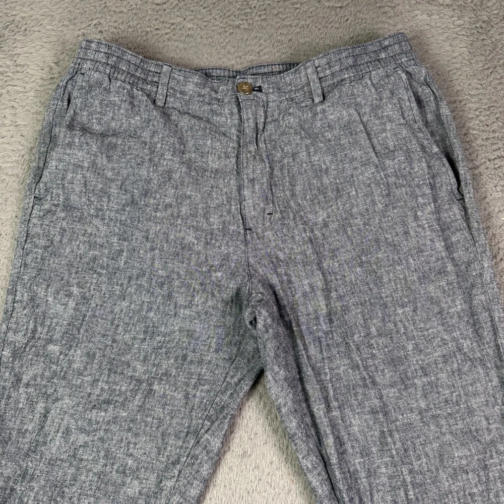 Banana Republic Linen Pants Mens 34x27 Blue Slim Tapered Drawstring Chino Beach